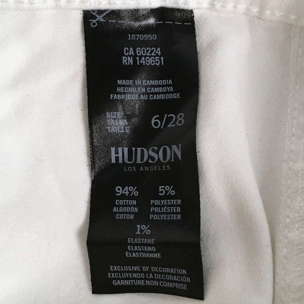 Hudson Women's White Pants‎ High Waist Wide Leg Size 6/28 Sash Belt Casual - Picture 7 of 7